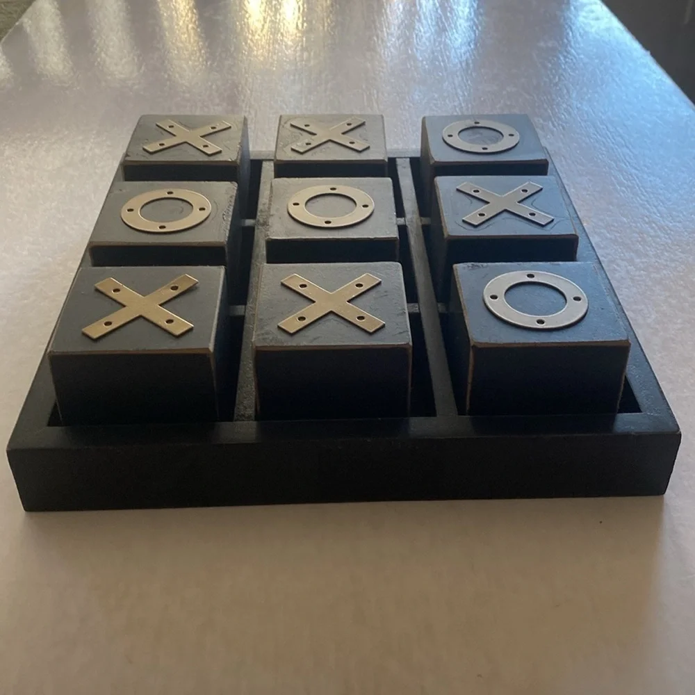 TIC TAC TOE Big Wooden Game Set 9.75” x 9.75” x 2.5”